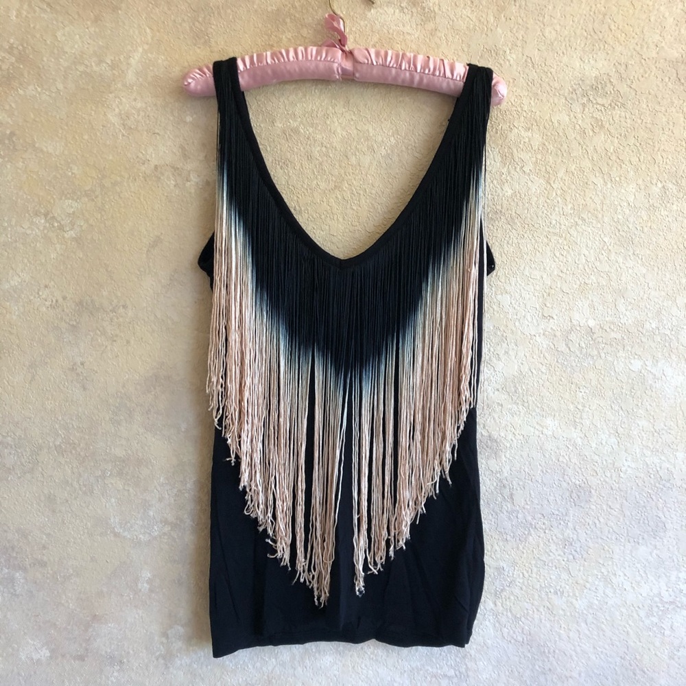 Fringed black top